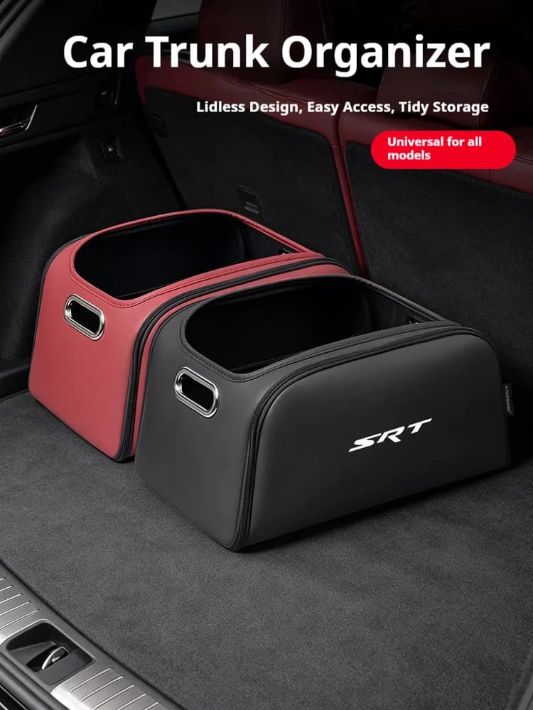 Car Trunk Organizer Box Storage Bag with Built-in Pocket Leather Material Waterproof Anti For Dodge SRT Challenger Charger