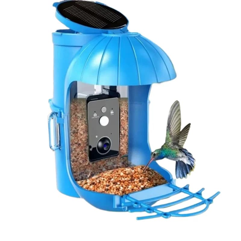 Smart bird feeder camera with solar panel automatically notifies WiFi bird watching camera