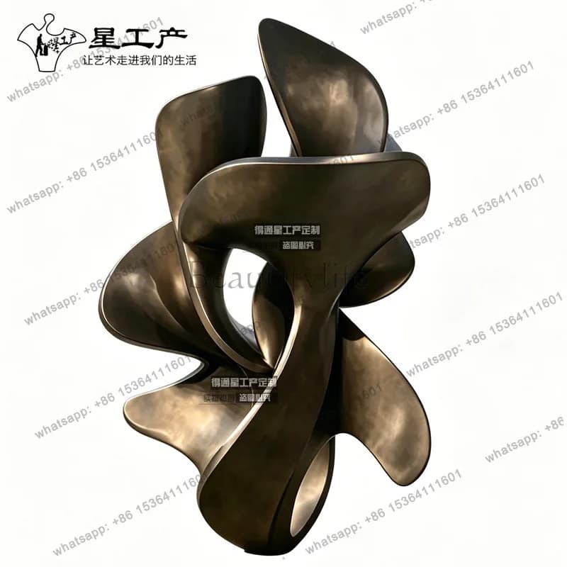 Stainless steel special-shaped mirror sculpture factory large abstract metal landscape garden ornament hotel