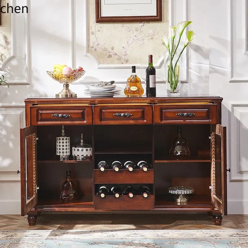 DSAall-solid wood sideboard integrated against the wall, kitchen cupboard, dining room tea and wine cabinet
