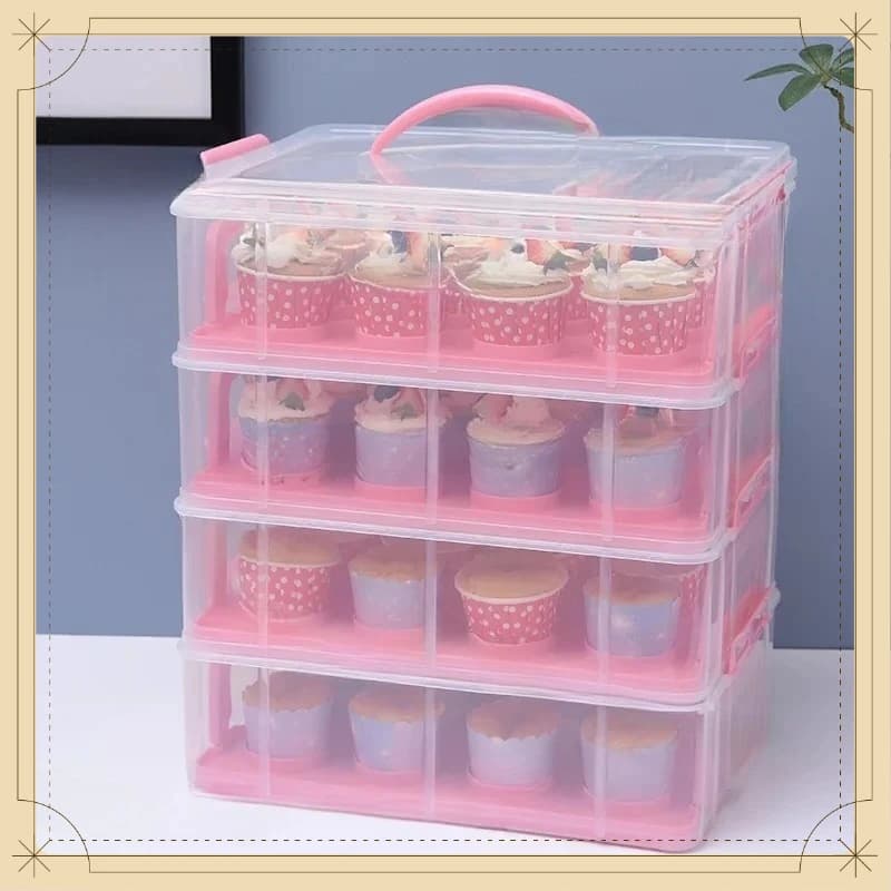 Transparent Plastic Cupcake Storage Container Portable Dessert Snack Display Box Household Food‑Grade Packaging Holder