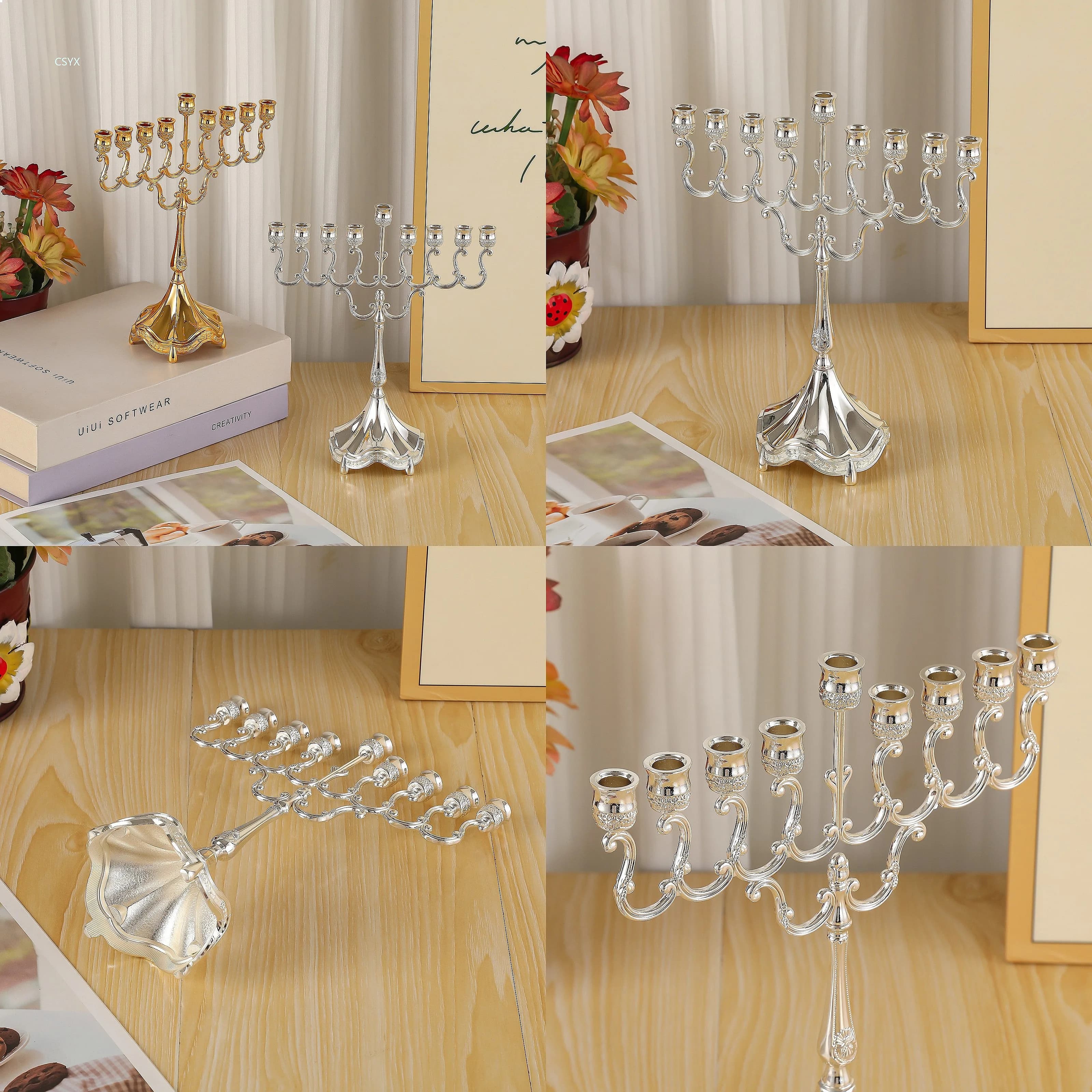 European Wedding Candelabra Romantic Candle Holder for Dinner Table Centerpiece Decor 9 Arm Candle Holder