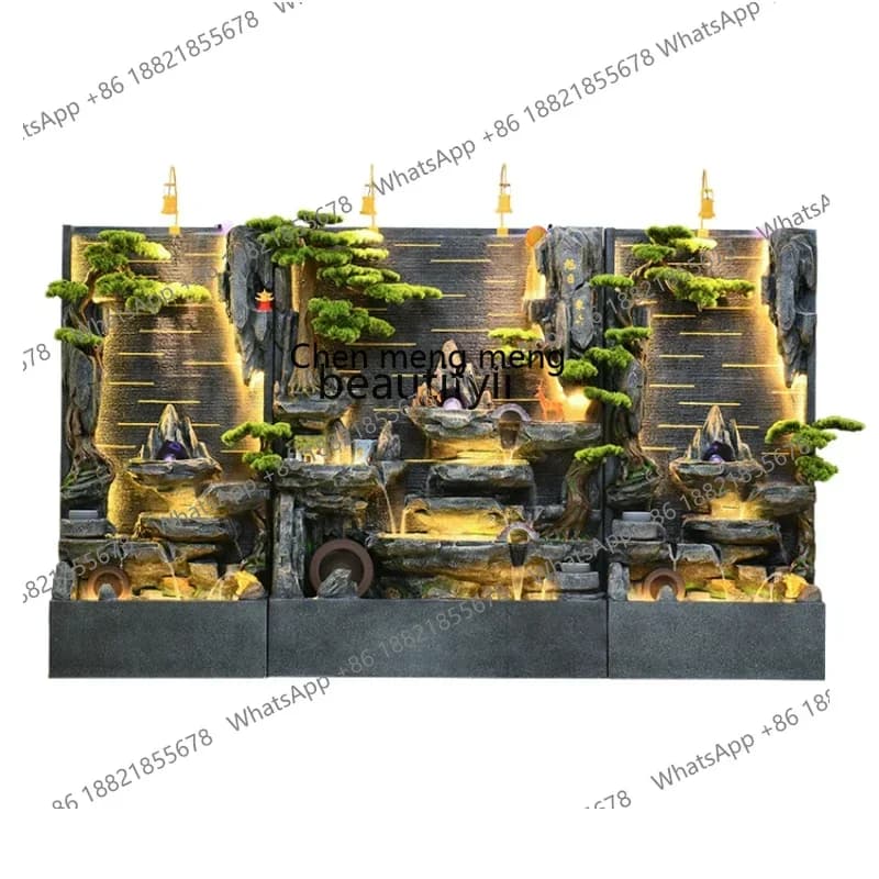 X Artificial Mountain and Fountain Water Curtain Wall Screen Office Opening Fortune Courtyard Fish Pond Landscape DecorationA