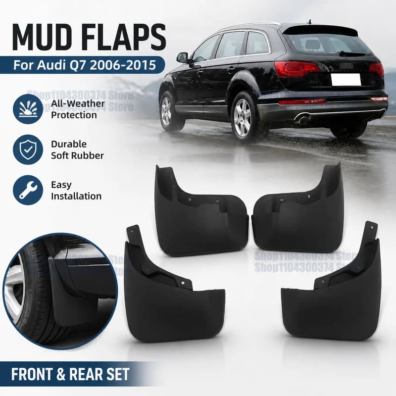 Mud Flaps For Audi Q7 2006-2015 Front Rear Position All-Weather Replacement Parts Easy Installation Soft Rubber Car Accessories