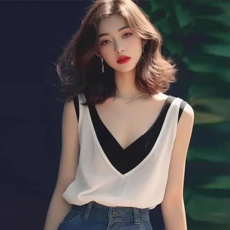 Simple V Neck Sleeveless Casual Top For Men Lightweight Breathable Daily Wear Spring Summer Style