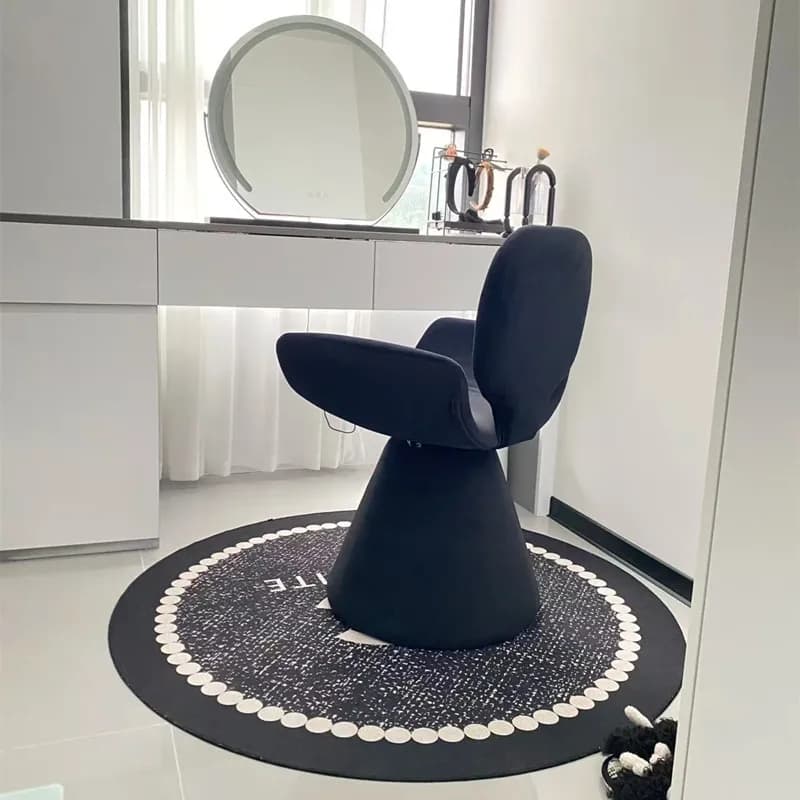 Cream Aesthetic Vanity Stool with Backrest Swivel Makeup Chair Elegant French Style Living Room Furniture Home Computer Chair