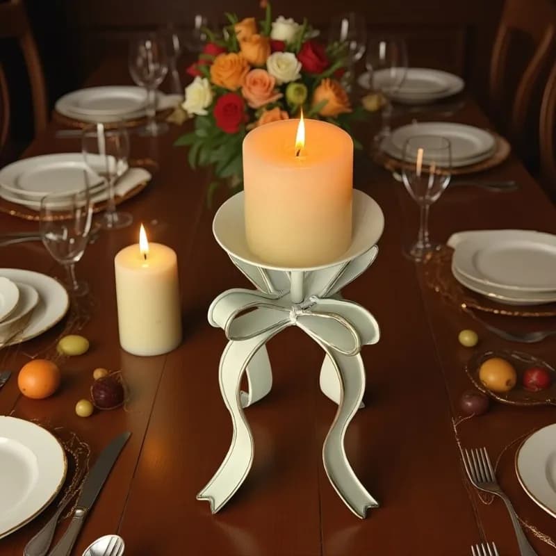 French Candle Holder Retro Desktop Three-dimensional Bow Candlestick Home Decoration Table Decoration Candle Holders Room Decor