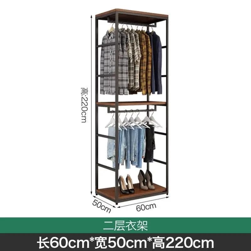 Walk-in coat rack Home bedroom Floor-to-ceiling hanger with drawers Clothing store display rack Double-layer open cabinet