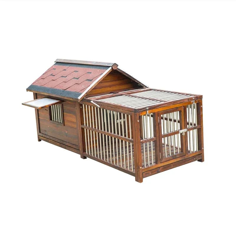 Solid wood dog house, large dog outdoor anti-corrosion and rain-proof four-season outdoor, wooden kennel