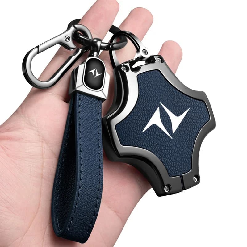 Car Zinc Alloy Leather Car Key Case Cover For Dongfeng eπ007 eπ008 eπ 007 008 Remote Protector Shell Keychain Auto Accessorie