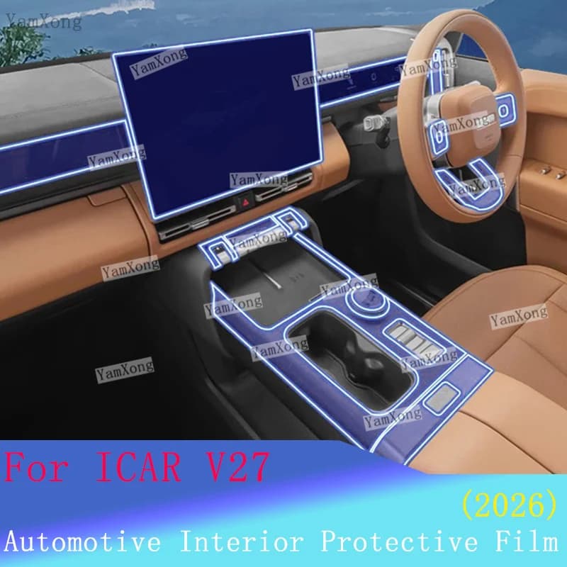 Car interior Film Kit For CHERY ICAUR iCAR V27 Center Console Gear Panel Anti-scratch Cover Navigation screen Transparent Protec