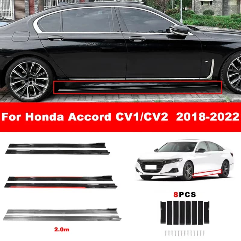 For Honda Accord CV1&CV2  2018-2022 Car Side Skirt Splitters Extended Side Spoiler Sport Body Kit Bumper Lip Modified Parts 8Pcs