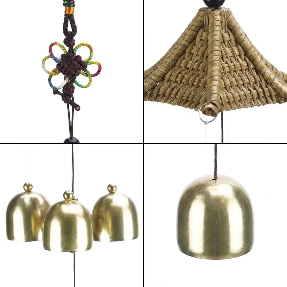 3 Bells Wind Chime Accessories Alloy+Plastic 44cm Bagua Feng Shui Garden Lucky Outdoor Replacement Spare Parts