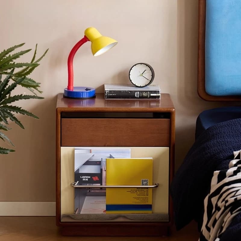 ZMobile Coffee Nightstand Corner Narrow Trendy Decor Organizer Wood Storage Nightstand Space Saving Mesa De Noche Home Furniture