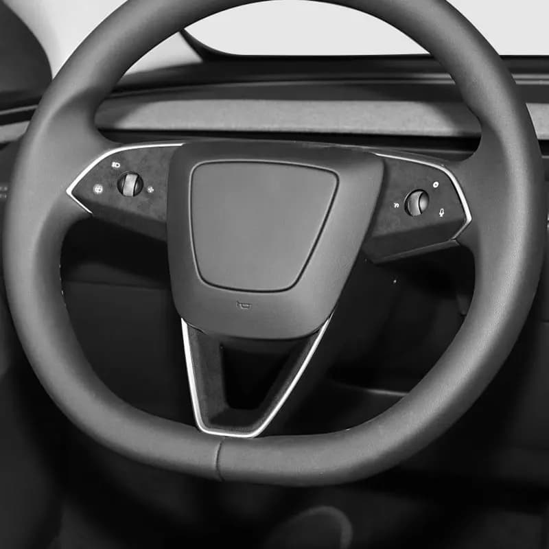 For Tesla Model 3 (2024-) Mode Y (2025-) Made of Alcantara Steering Wheel Trim Frame Sticker Car Interior Tuning Accessories