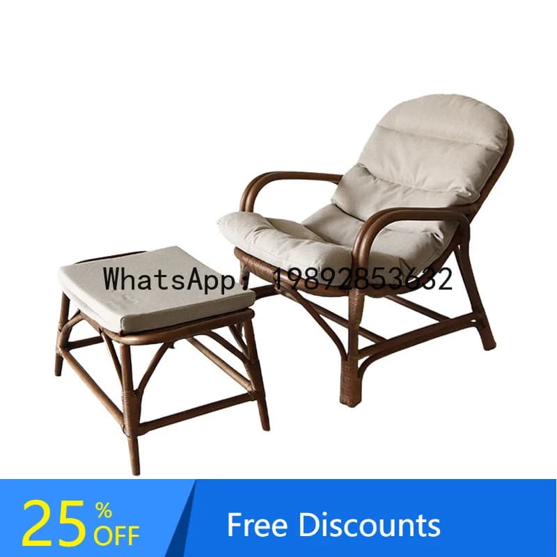 YFY Natural Rattan Woven Leisure Sofa  Living Room Single Wabi-Sabi Style  Balcony Courtyard  Elderly  Rattan Chair