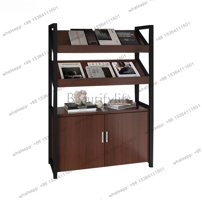 Office Newspaper Magazine Rack Storage Rack Booklet Display Rack Floor Cabinet