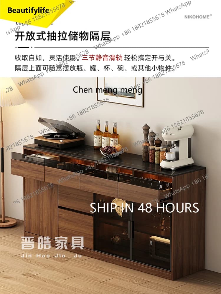 2003 Slate Sideboard Walnut Color Nordic Living Room High-End Storage Cabinet Wine Cabinet Wall-Mounted