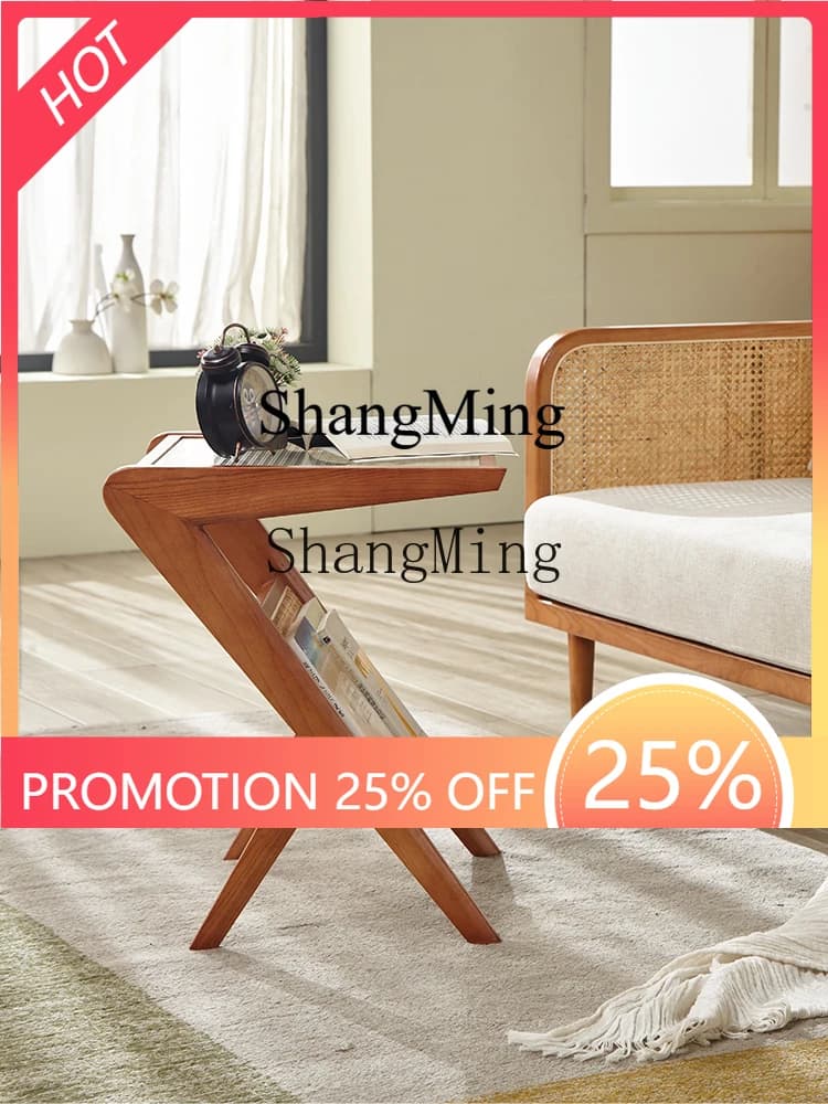 FG good-looking solid wood rattan sofa  few living room Internet celebrity simple small apartment bedside table glass corner few