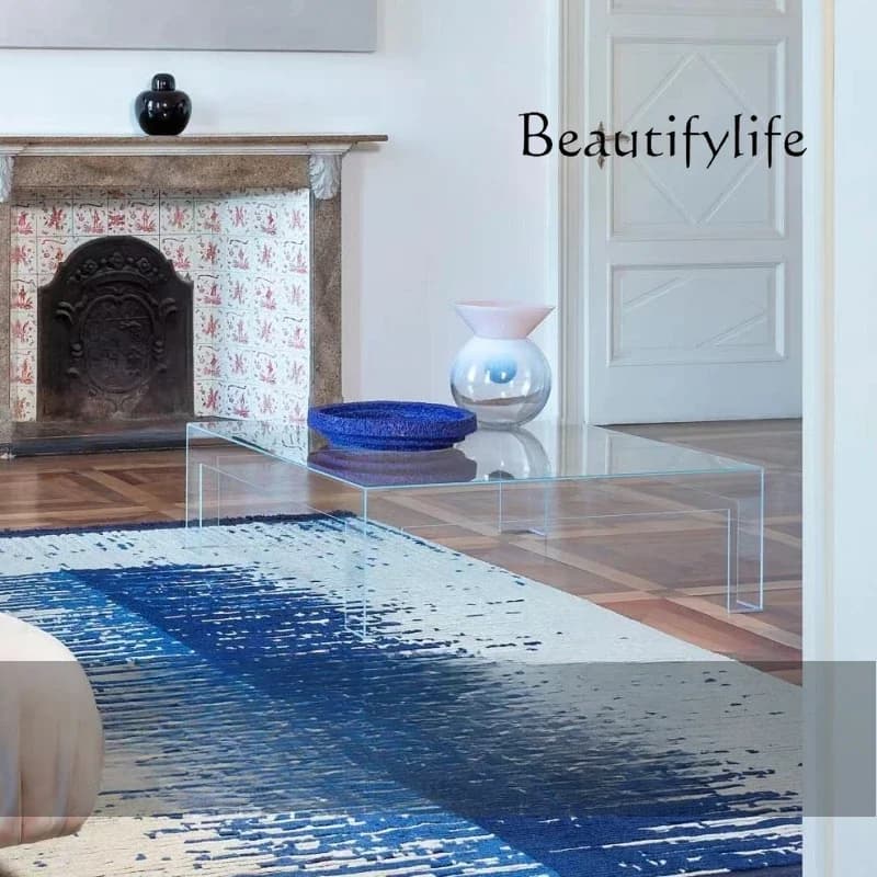 M Modern Simple Coffee Table Living Room Home Glass Creative Light Luxury Italian Minimalist Square Table