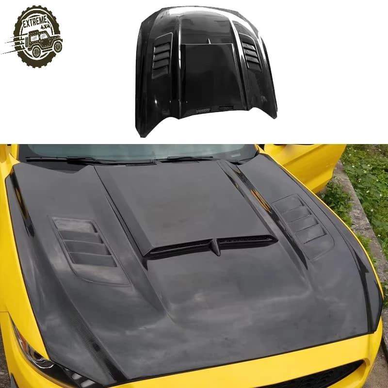 Car Carbon Fiber Fibre Front Bonnet Engine Hood Vented for Ford Mustang 2015-2017
