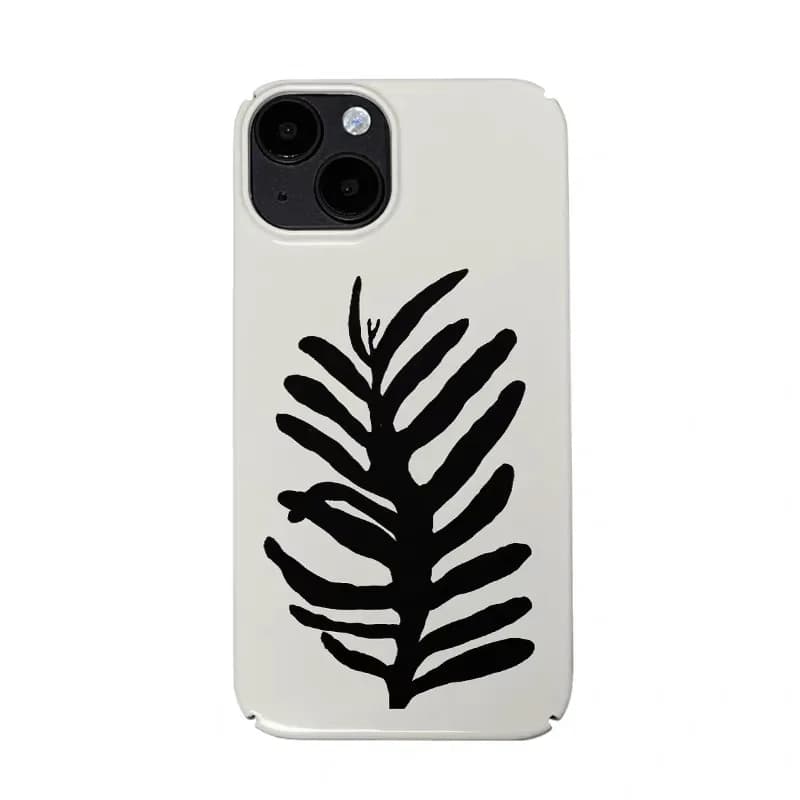 Ins Korean Black Plant Leaf Art Phone Case for IPHONE 17Air 16E 15PROMAX 14Plus 13 12 MINI 11 PRO 16Plus XR Acrylic Phone Cover