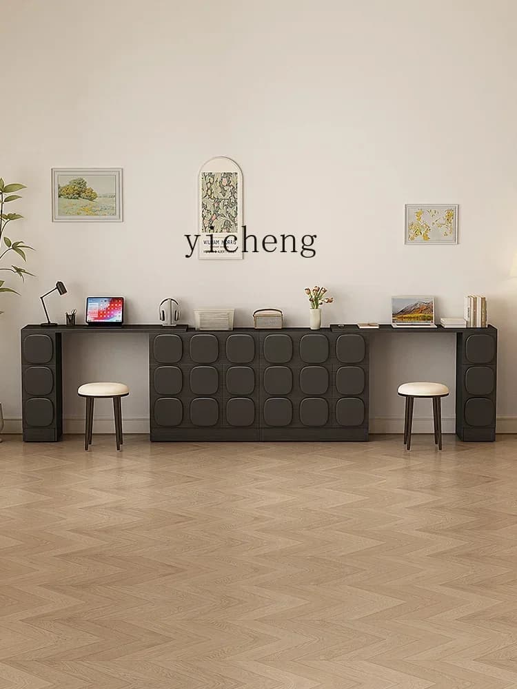 Retro Style Rotating Sideboard Cabinet Bar Integrated Table Retractable Hallway Living Room Black Storage Cabinet