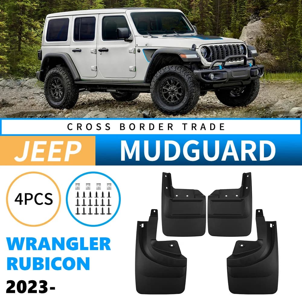 Car Auto Mud Flaps for Jeep Wrangler Rubicon 2023–2025 Splash Guards Fender Mudguard High Strength Flexible Rubber Parts