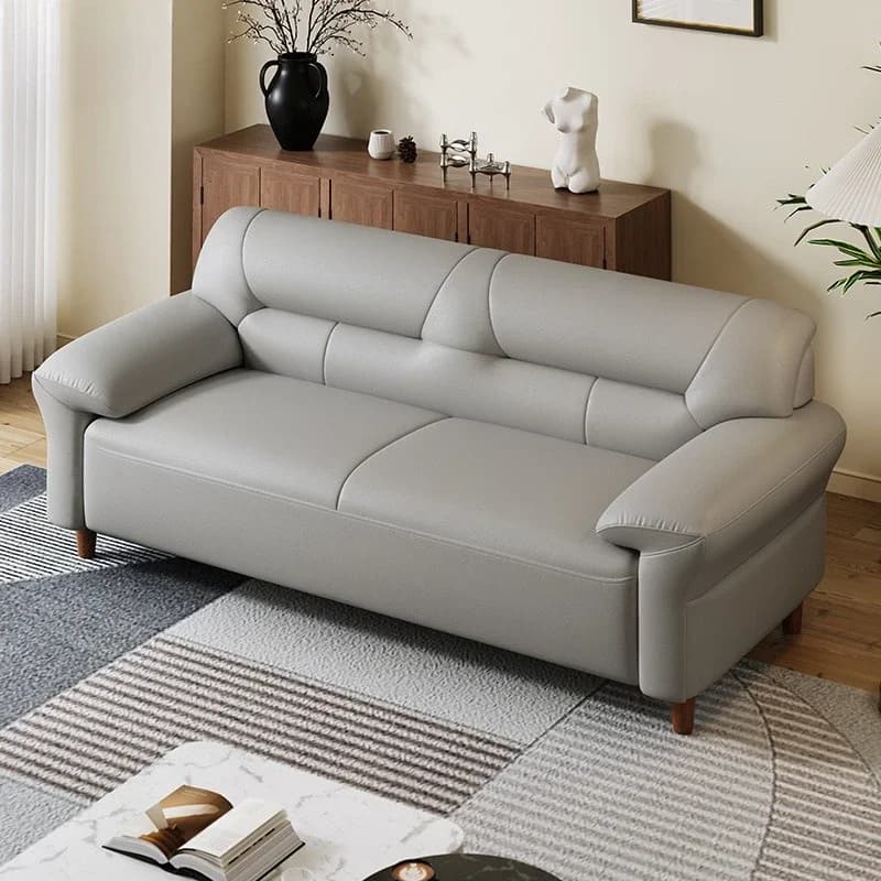 Leather sofa simple three-person small apartment double sofa
