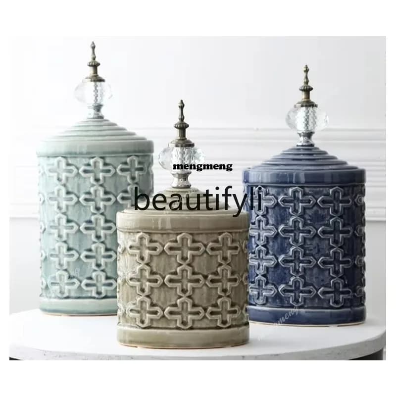 Vase ornament household decoration porcelain jar retro living room light luxury  N