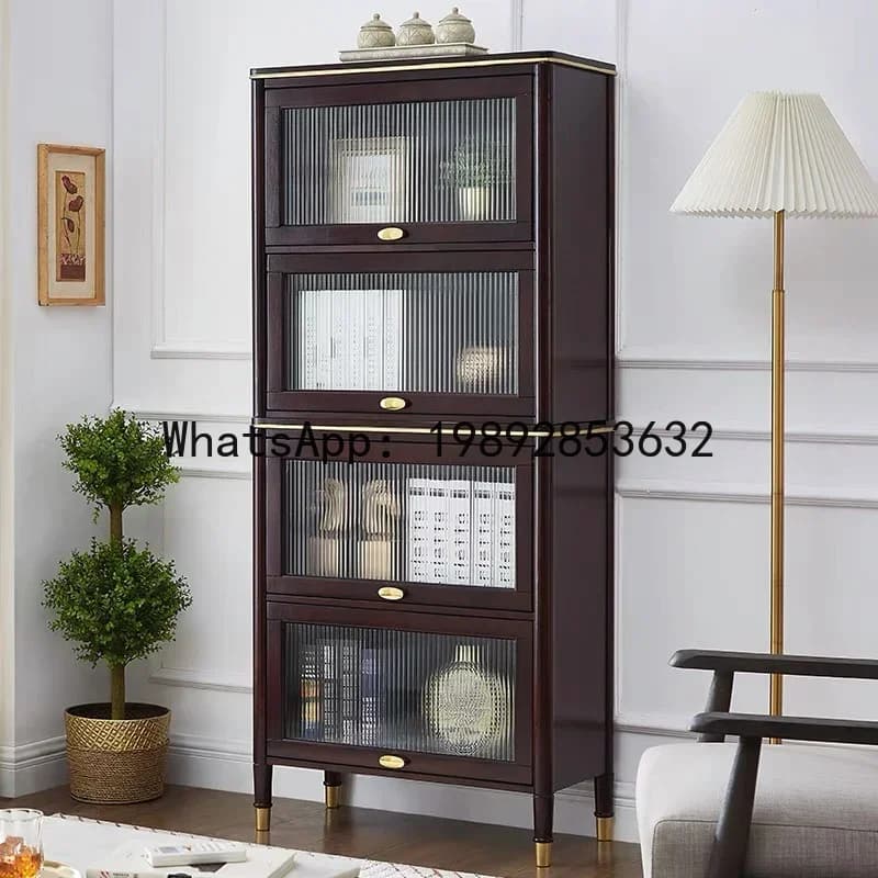 Dust-Proof Children's Bookcase Living Room Floor Bookshelf and Storage Shelf Home Bookcase Storage Locker with Glass Door