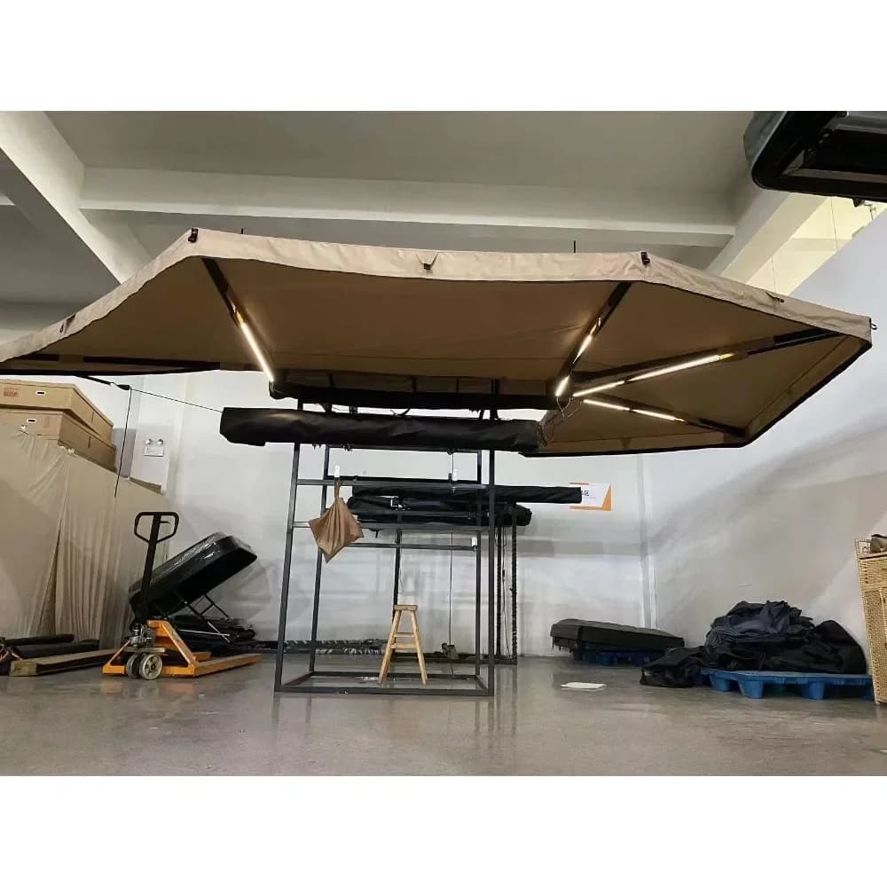 FoNew Deluxe Free Standing 270 360 Degree Oversized Bat Wing 2m Roof Tent Side Awning With Light Emitting Diode Light, Side Wall