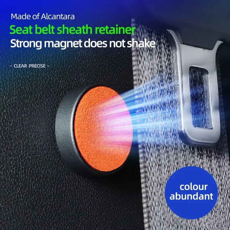 Universal Alcantara Suede Seat Belt Buckle Fastener Car Seat Belt Buckle Fixing Magnetic Accessory