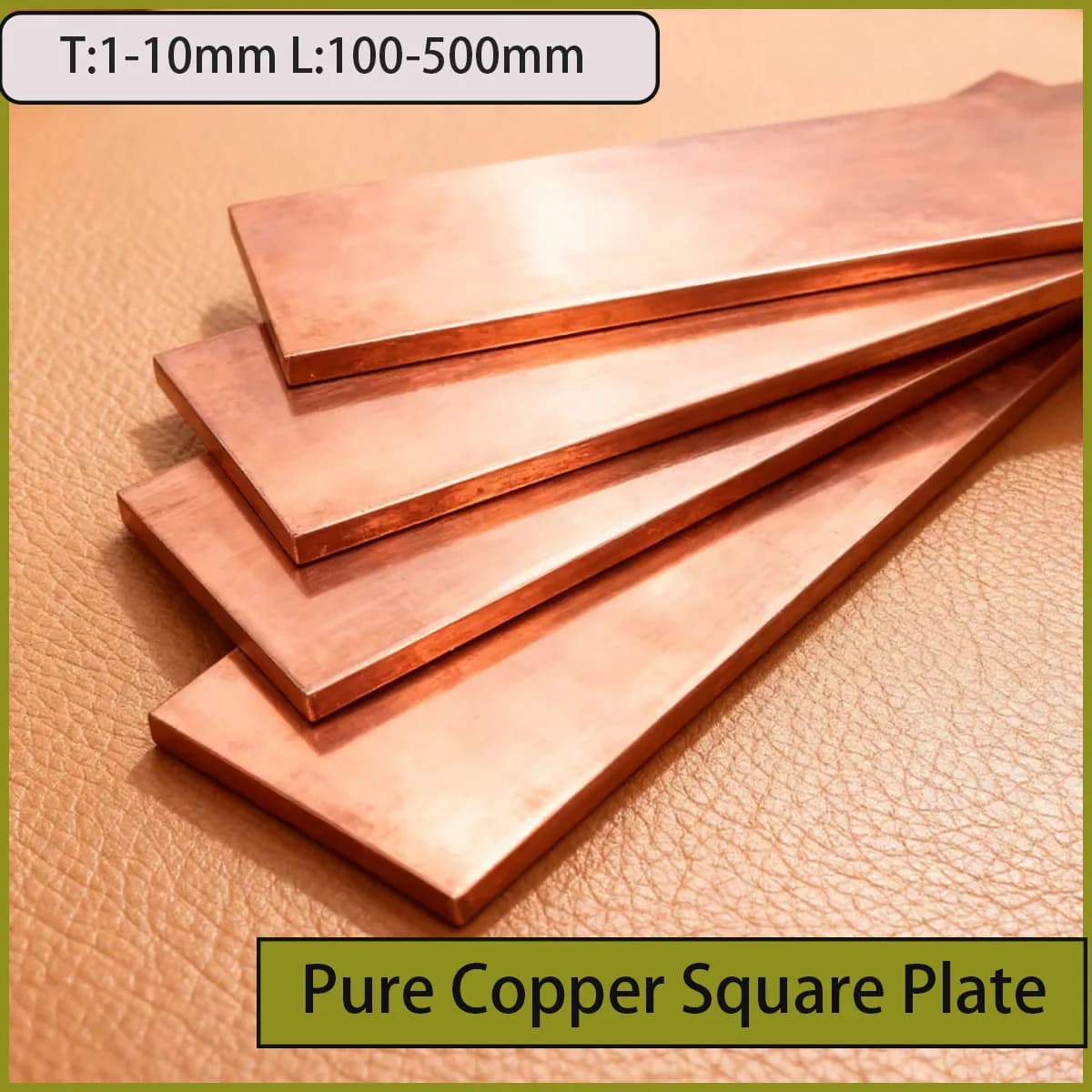 Pure Copper Flat Strip 100-500mm Length 1-10mm Thickness Pure Copper Plate DIY Material for Electrical/Decorative