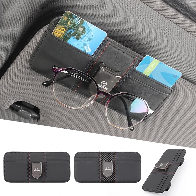 Car Visor Organizer Glasses Bag Sunglass Holder Card Clip Interior For Mazda 6 3 CX5 5 2 323 CX7 Demio Atenza Axela MX30 CX30 CX