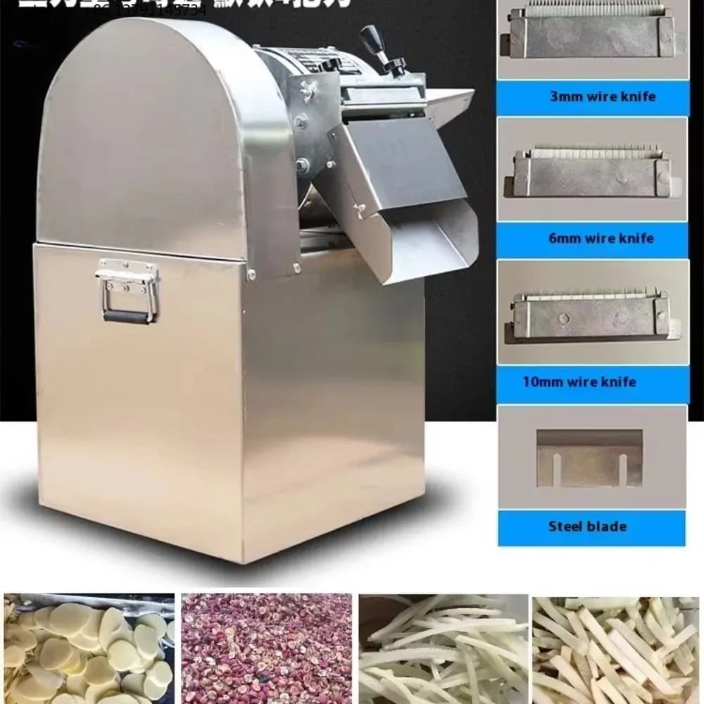 Automatic Vegetable Fruit Shredder,Fry Strip Cutting Machine Electric Cube Dicing Slicing Machine Cuts Carrot/Onion/Potato