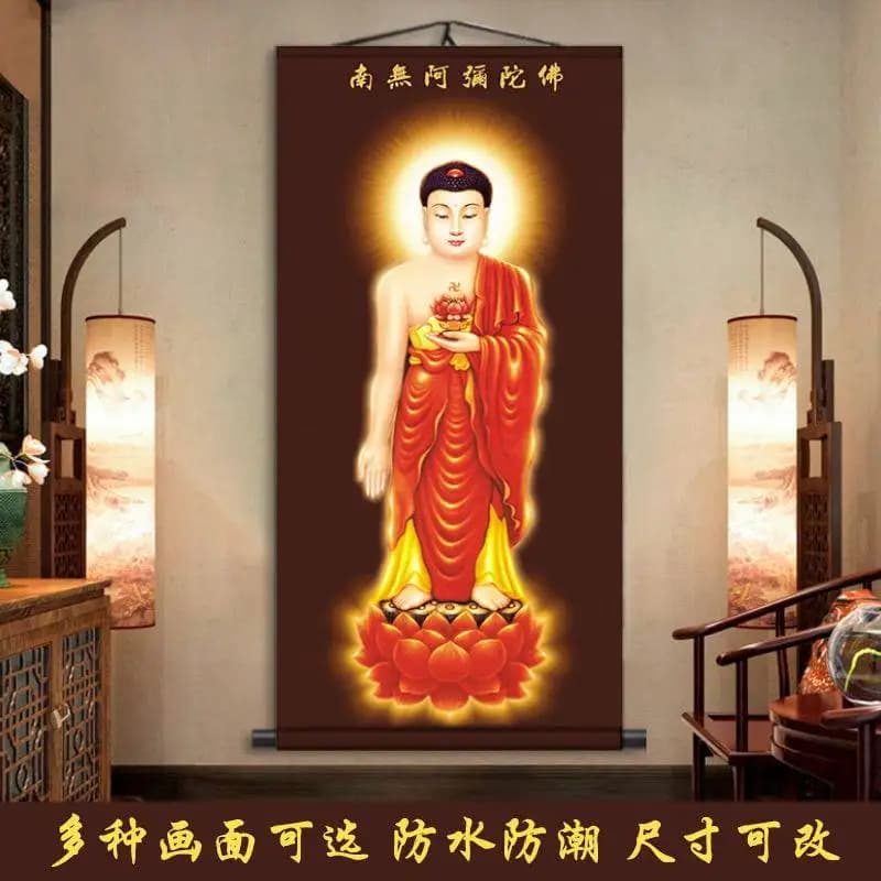 CZ Buddha statue hanging painting  Buddha portrait  painting  Western Three Saints silk scroll calligraphy and painting