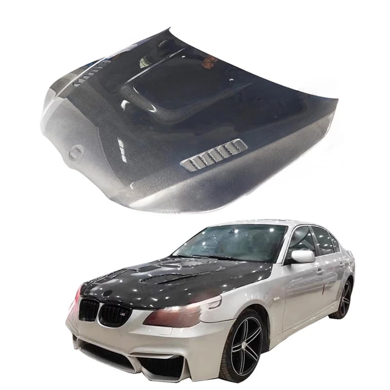 Custom V Type Carbon Fiber Engine Hood Fit For 5 Series E60 2005 Upgrade