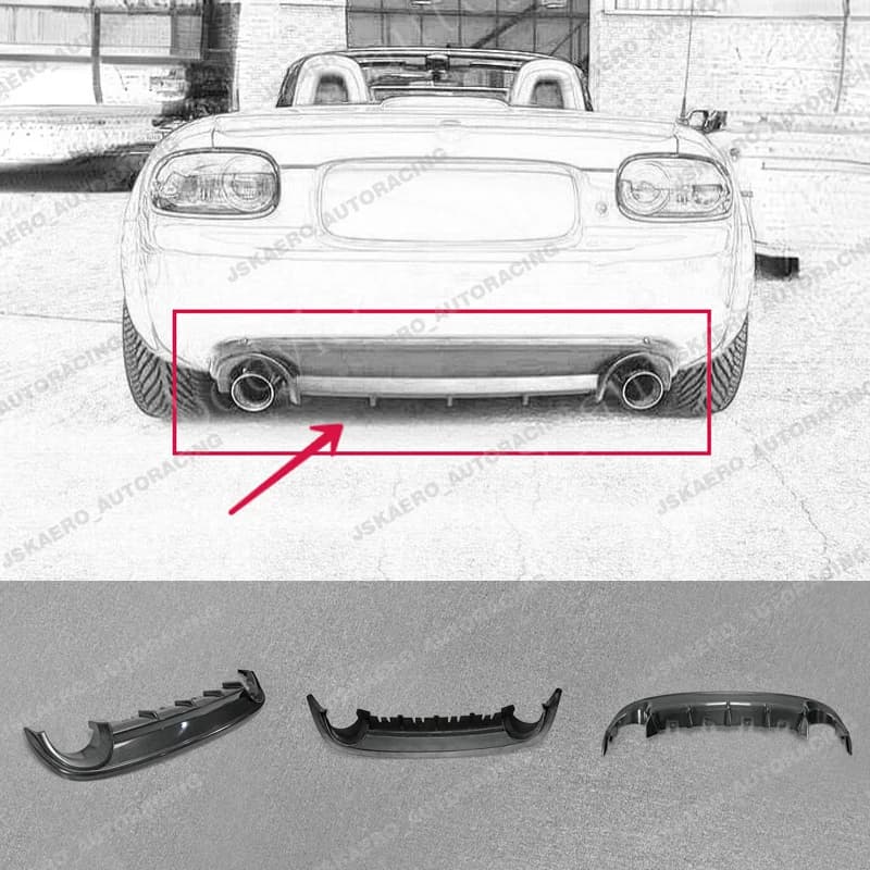 For Mazda MX5 NC Miata Carbon Fiber Rear Bumper Diffuser Lip (Twin exhaust exit) car BodyKits
