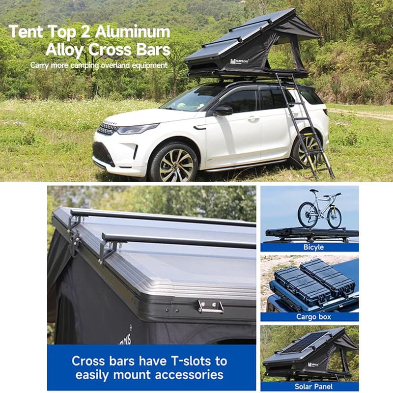 High Quality Australia Popular 2 Person Triangle Aluminum Hinge Frame Hard Shell Car RTT Rooftop Tent, Vehicle Camping Tent Supp