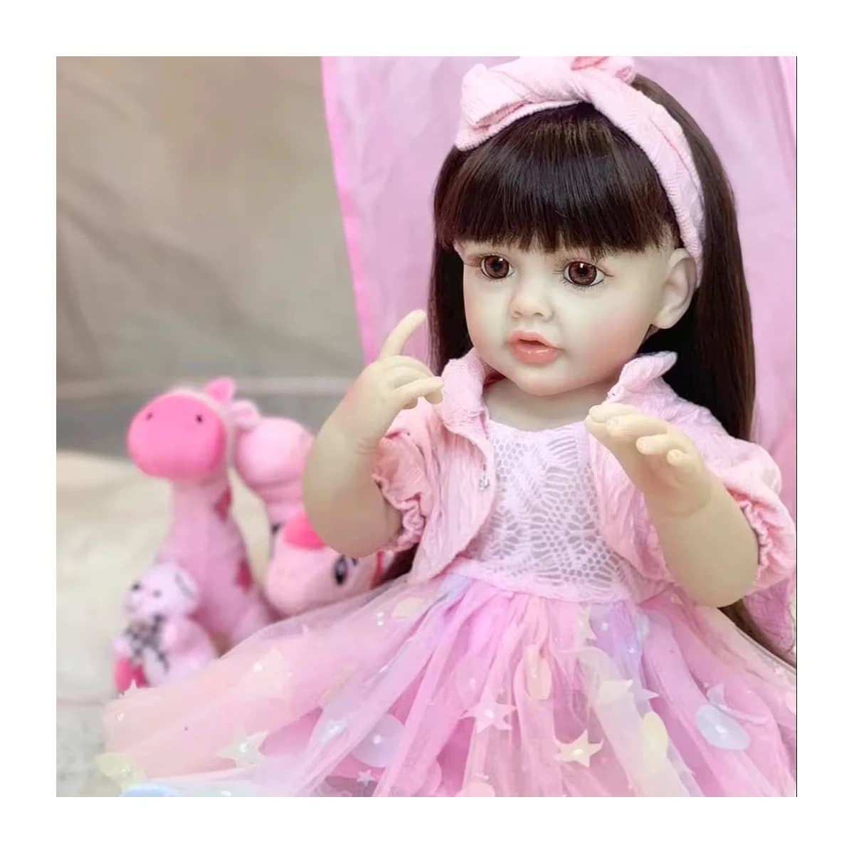 22Inch Soft Toy Reborn Dolls Realistic Soft and Moveable Bebe Girl Fashionable Vinyl Dolls for Kids