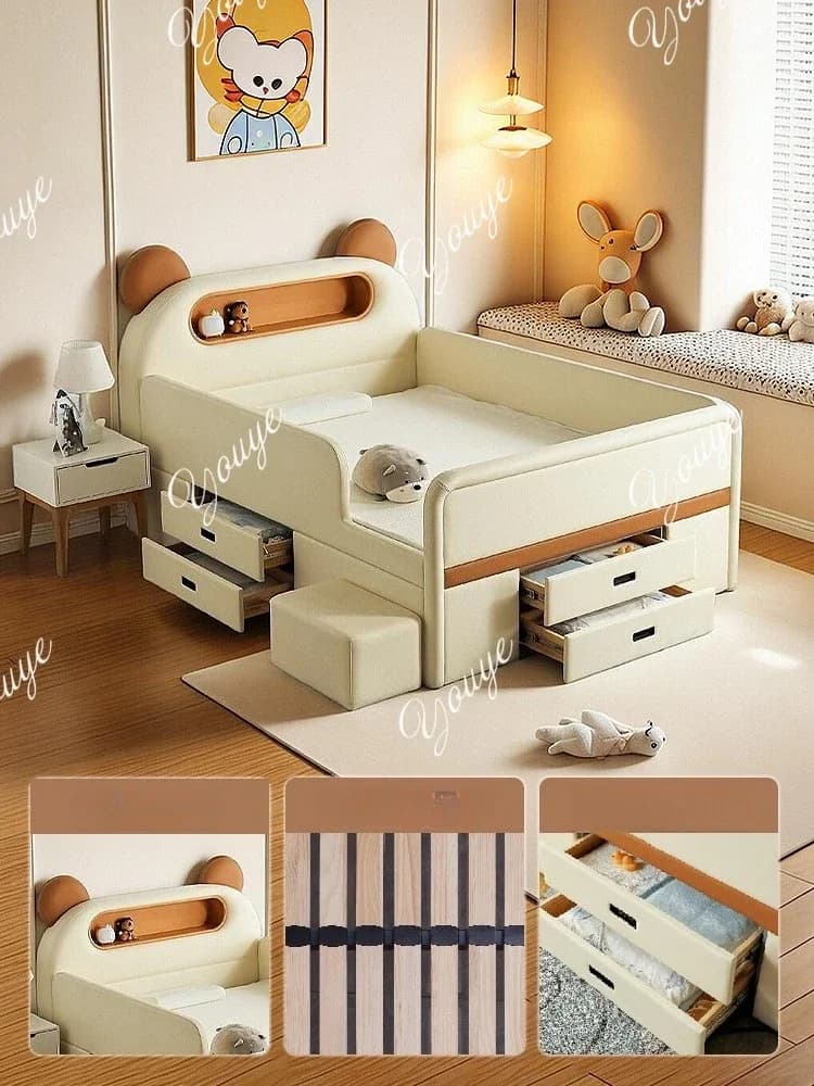 XX Mousse Children's Bed Half Height Bed Guardrail Bed Silicone Soft Bag Storage Girl Princess Teen Boy