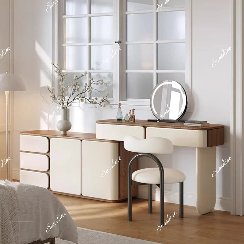 Medieval cream style dresser chest storage integrated
