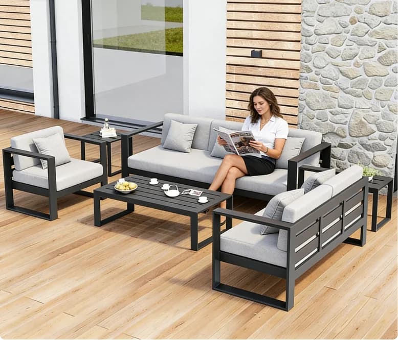 Modern Aluminum Outdoor Sofa Set for Hotel Garden Courtyard Park Use-Durable Waterproof Villa Furniture China Factory Wholesale