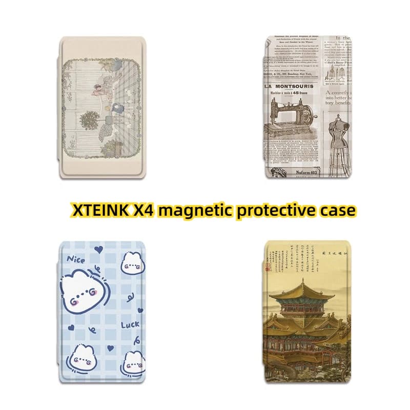 For XTEINK X4 E-Ink Reader Magnetic Protective Cover Flip Shell Shockproof Full-Wrap Pattern Accessories Single Case