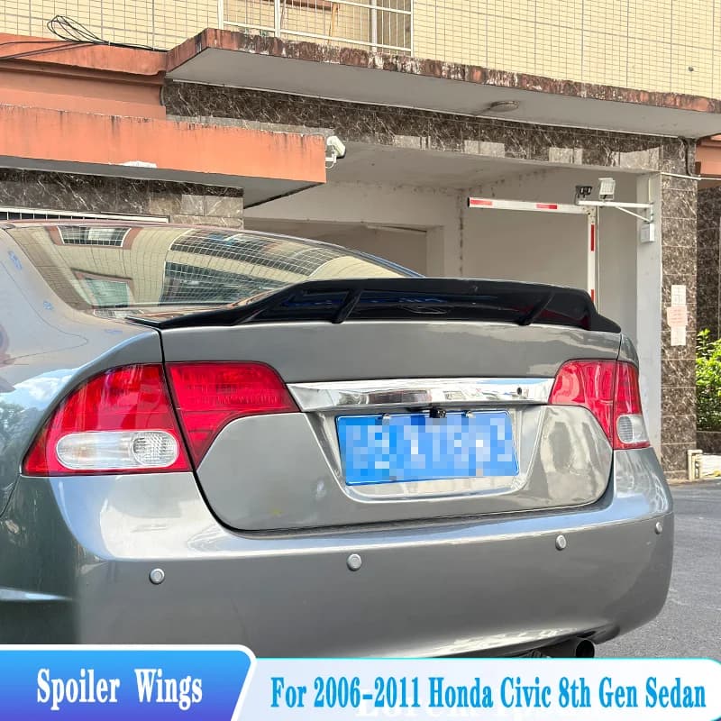 For 2006-2011 Honda Civic 8th Rear Trunk Lid Lip Spoiler Tail Wings R Style ABS Material Car Styling Tuning Body Kit Accessories
