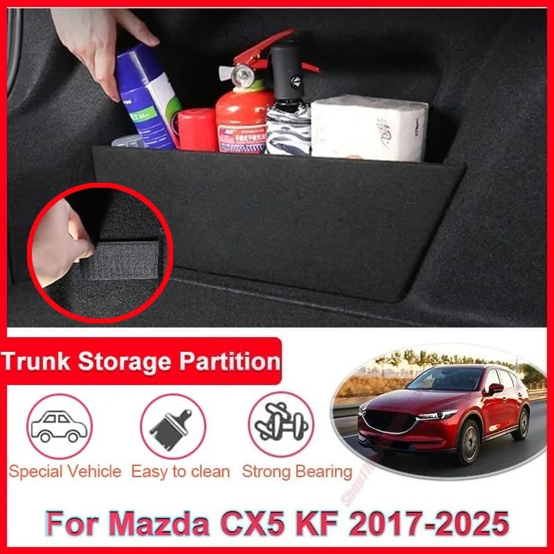 For Mazda CX5 KF 2017~2025 2023 Car Trunk Storage Partition Box Side Storage Auto Part Interior Accessories Tools Rear Sorting