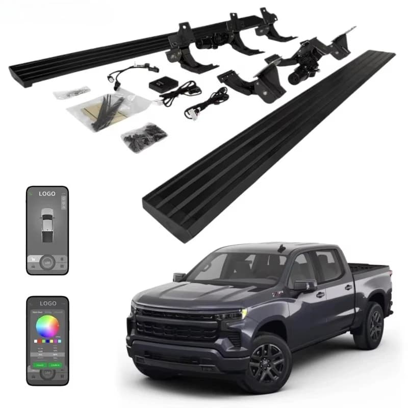 Fold Retractable 6 Breacket Power Side Steps Electric Running Board for 2020 2022 2025 Chevy Silverado 1500 2500 3500 Crewcab