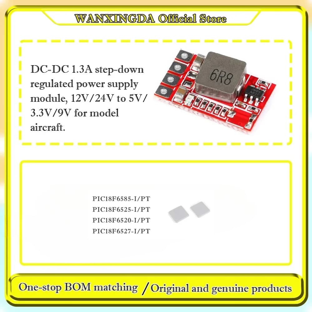 DC-DC 1.3A step-down regulated power supply module, 12V/24V to 5V/3V/3V/9V. PIC18F6520-I/PT PIC18F6527-I 18F6585-I  18F6525-I/P