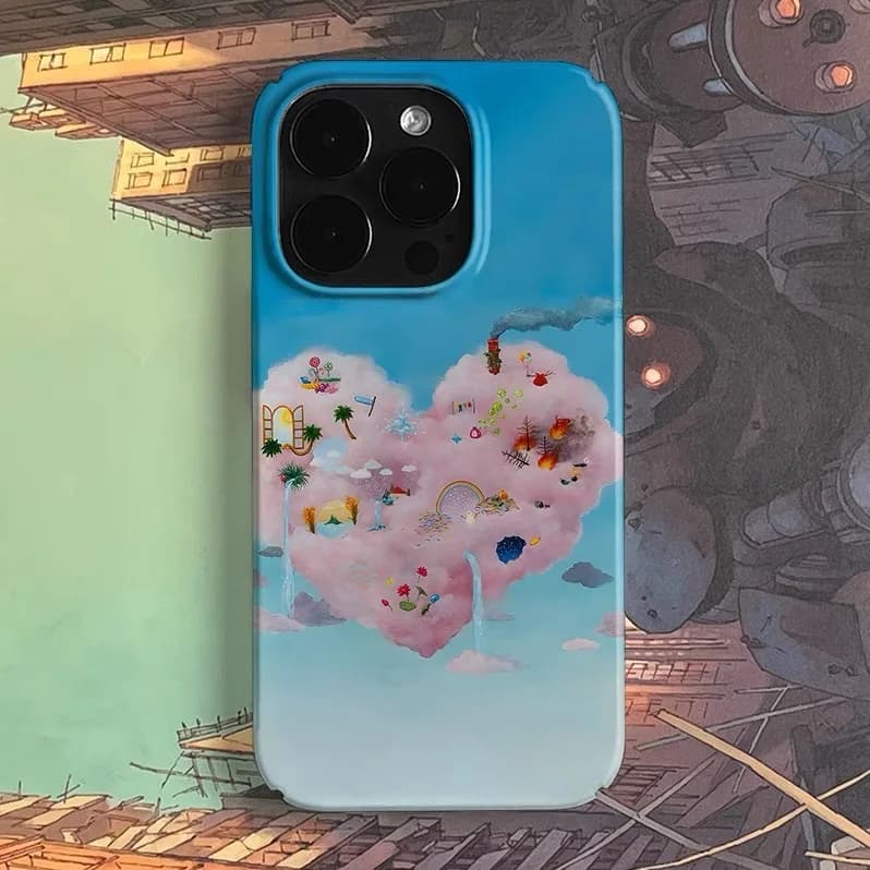 INS Blue Love Castle Art Case for IPHONE 16E 15PRO MAX 14 13 PRO MAX 15PLUS 15PRO 11Pro XR XS SE Acrylic Hard Mobile Phone Cases